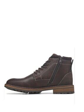 NEW Perry Ellis Portfolio Mens Sebastian Lace Up Side Zip Brown Leather Boots 9